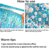 4 Packs Blue Foil Fringe Curtain, Light Blue Glitter Metallic Tinsel