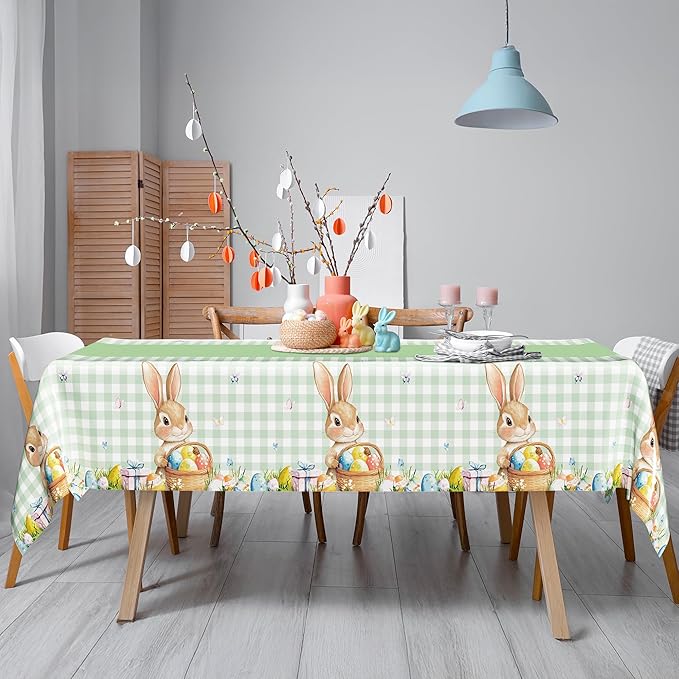 QZYL 3 Pack Easter Tablecloths, 54" x 108" Disposable Easter