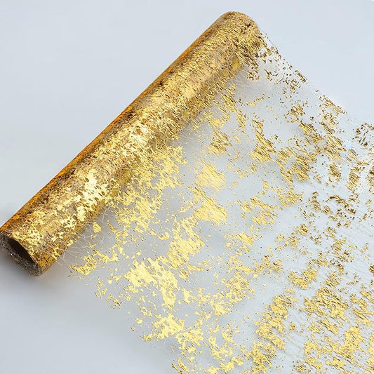 Snowkingdom Glitter Gold Table Runner Roll 11 Inch x 20 Feet Thin