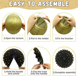 14Pcs Black and Gold Party Decorations Hanging Paper Lanterns Fans