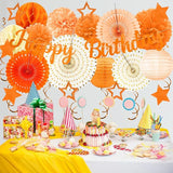 Orange Birthday Party-Decorations - 29pcs Orange Beige FAL Boho Party