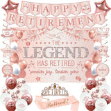 Retirement Party Decorations Women Rose Gold Happy Retirement Banner