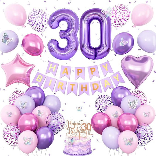 30th Birthday Decorations for Her,Pink Purple 30th Birthday