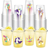 50 Pcs Unicorn Cups 12 oz Unicorn Plastic Glasses Clear Disposable
