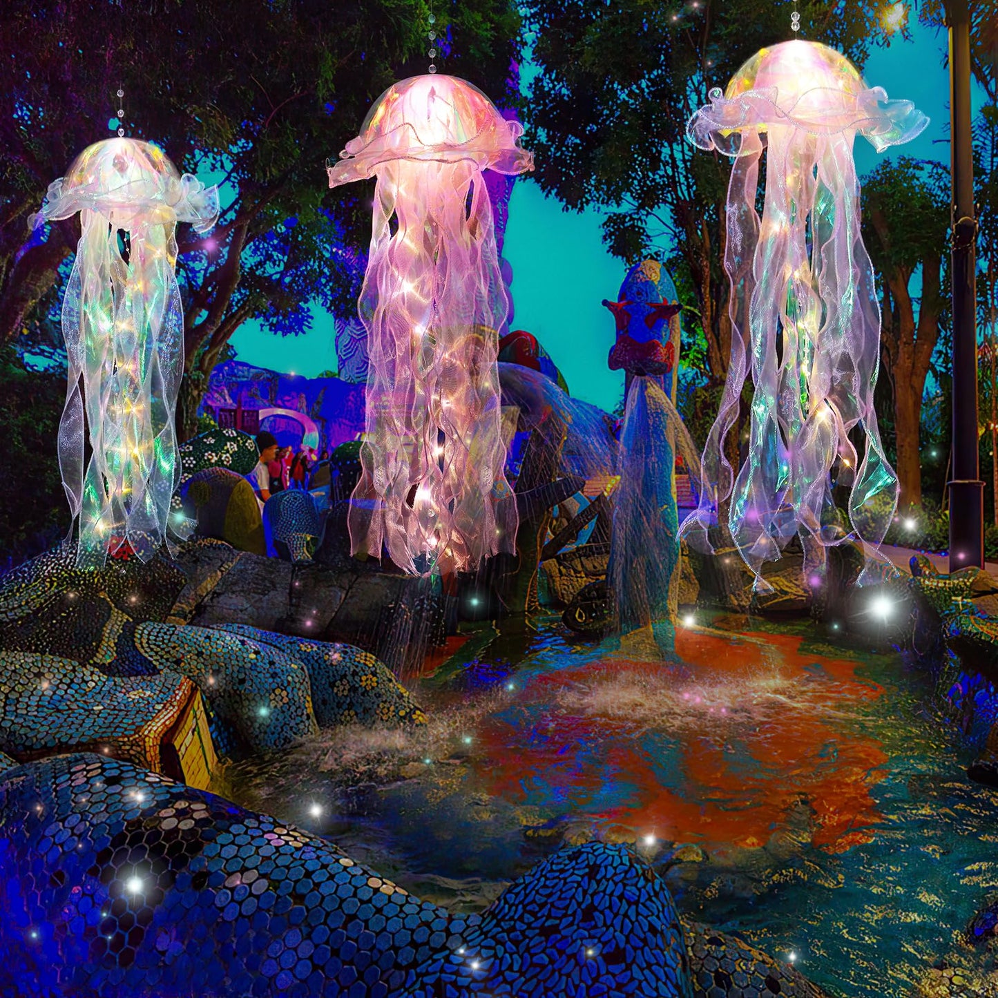 Glitter Iridescent Jellyfish Hanging Decor Blue Purple Jellyfish Kit