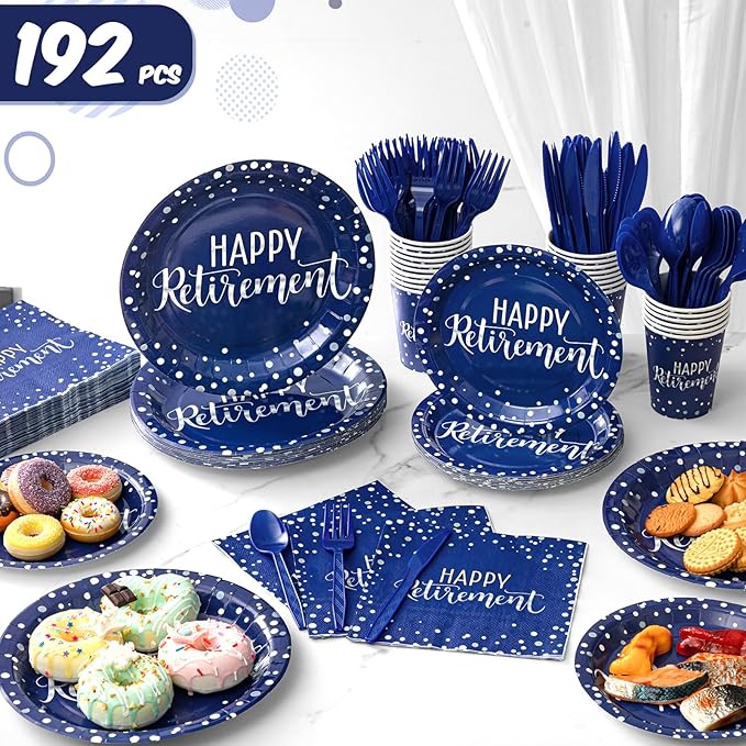 Pickmesh 192 Pcs Retirement Party Decorations Happy Retirement Paper