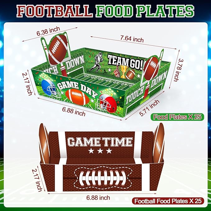 Super Football Party Decorations 2026 50 Pcs Tailgate Snack Plates