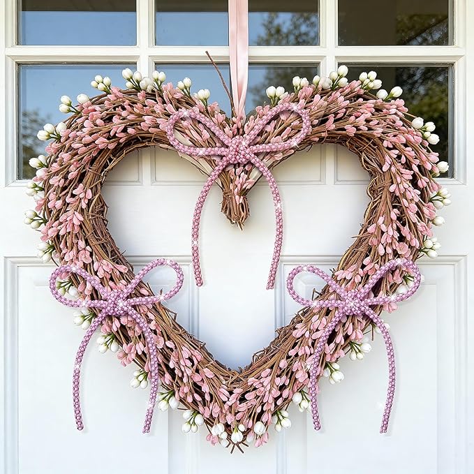 6 Pcs 4.3" x 6" 2026 Valentine's Day Bows for Decor, Mix Pink Sparkly