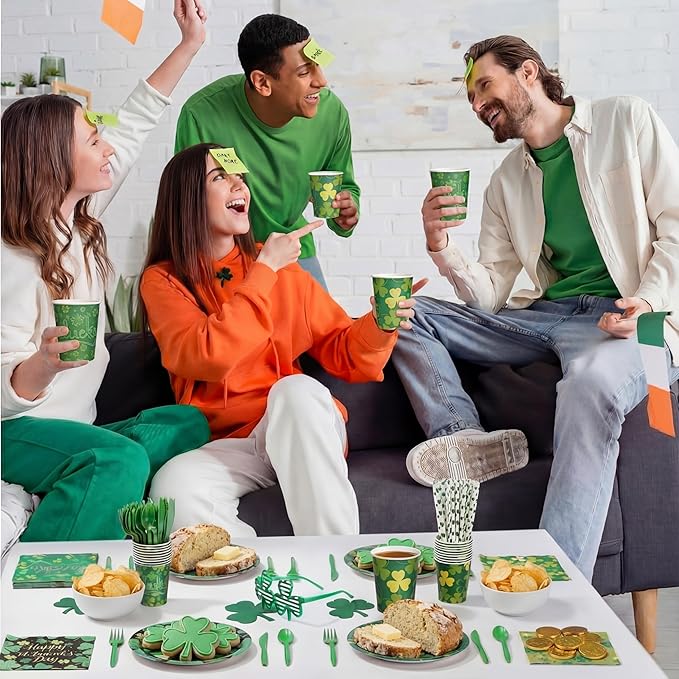 450 Pcs Happy St Patrick's Day Tableware Set Decorations Lucky Green