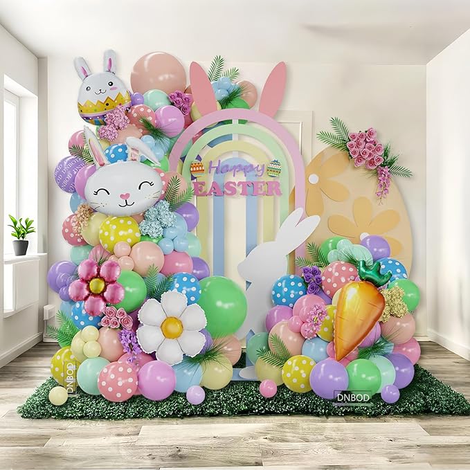 Pastel Easter Bunny Balloon Arch Kit 149Pcs Pastel Rainbow Balloon