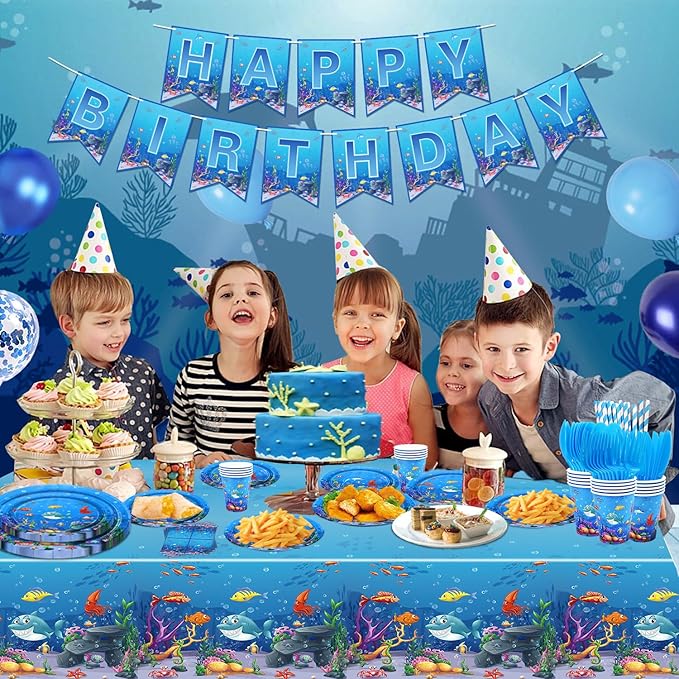 246 Pack Under the Sea Party Supplies Ocean Sea Party Tableware Set