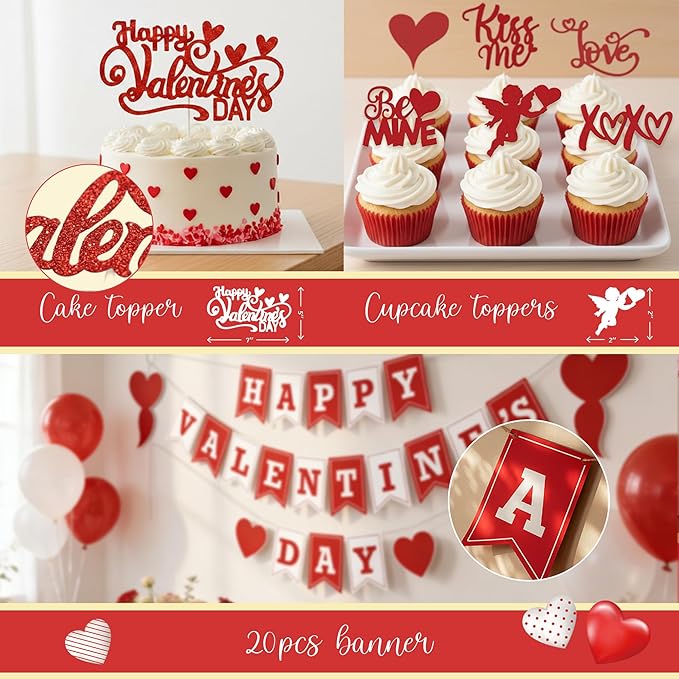 Valentine's Day Party Decorations Kit Red and Pink Heart Balloon