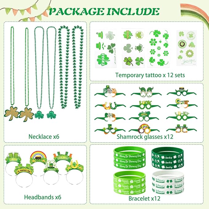 48 PCS St Patrick's Day Accessories & Irish Party Supplies 6