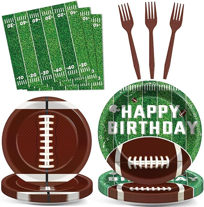 100 Pcs Football Party Supplies Set Football Birthday Plates and