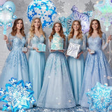 Biapian Snowflakes Balloons Set, Large Snowflake Shaped Foil Balloon,