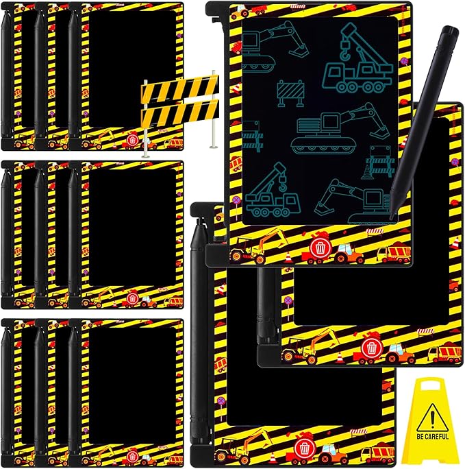 12 Pack Construction Party Favors Mini LCD Writing Tablet for Kids