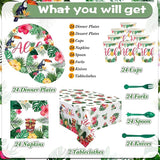 170 Pcs Hawaiian Luau Party Supplies Aloha Plates and Napkins Party