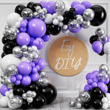 ALL-IN-1 Purple and Black White Balloons Garland & Arch Kit – Small