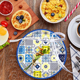 50PCS Capri Lemon Party Supplies 7"Capri Lemon Paper Plates Blue Tiles