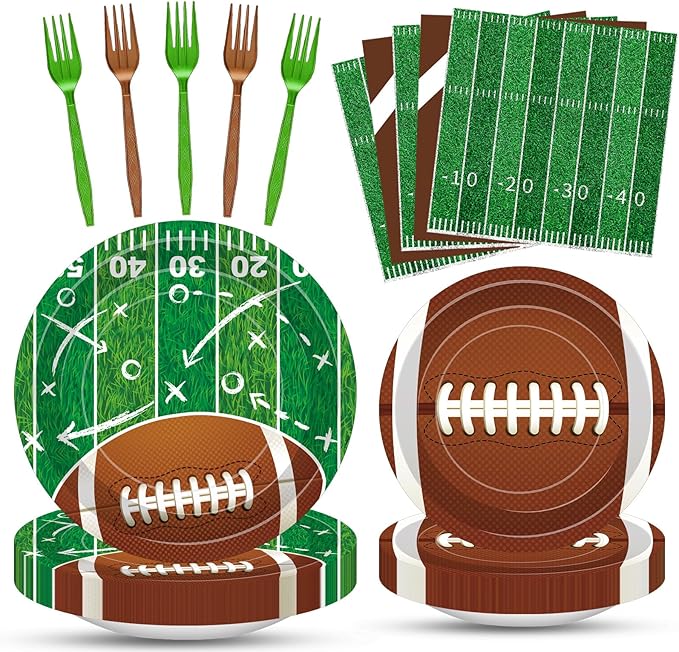 100 Pcs Football Party Supplies Set Serves 25 Disposable Football