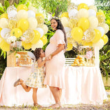 60pcs Yellow and White Balloons 12inch with Pastel Yellow White Gold