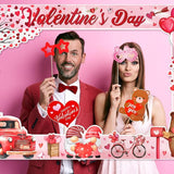 Happy Valentine's Day Photo Booth Props with Photo Frame Red and