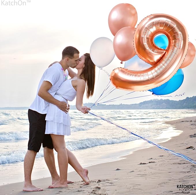 KatchOn, Rose Gold Number 9 Balloon - 40 Inch | Foil 9 Birthday