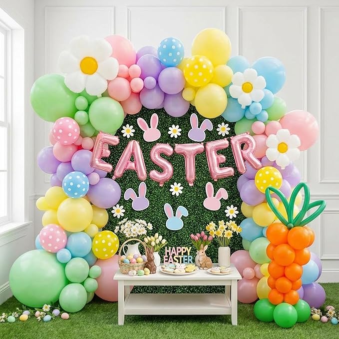 Easter Balloon Garland Kit & Easter Party Decorations with Foil