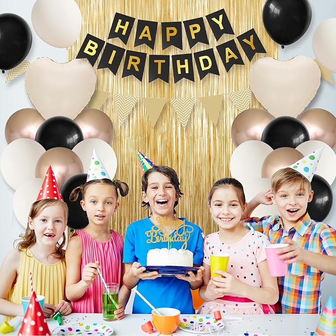 Black Gold Birthday Decorations Party Decorations with Sand White