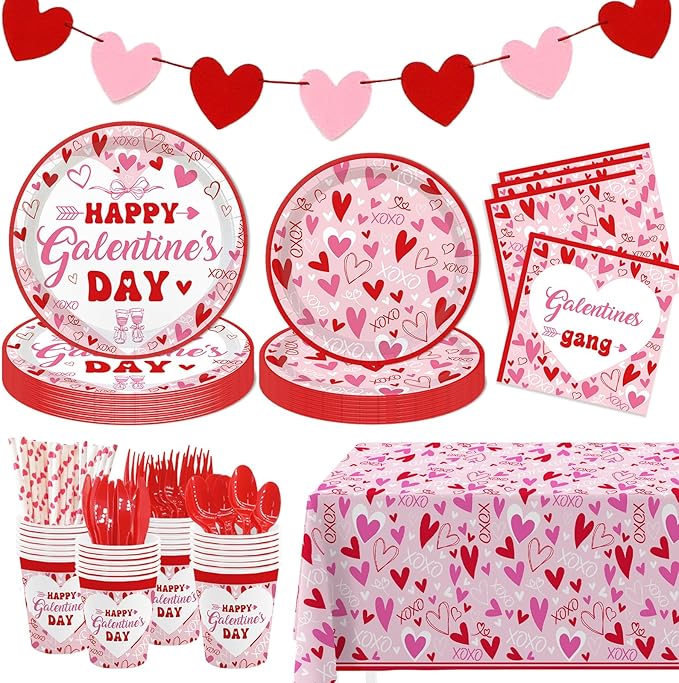 194 Pcs Galentines Day Party Plates Set Happy Galentine's Day
