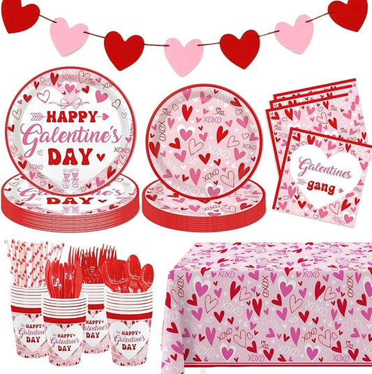 194 Pcs Galentines Day Party Plates Set Happy Galentine's Day