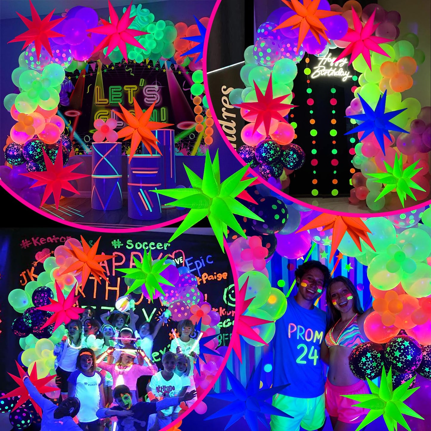 GYIPFIPA UV Neon Balloons, Glow in the Dark Party Supplies Neon Foil