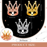 24 Pcs Crown Cake Topper Mini Baby Crown Tiny Queen Small Alloy Multi 