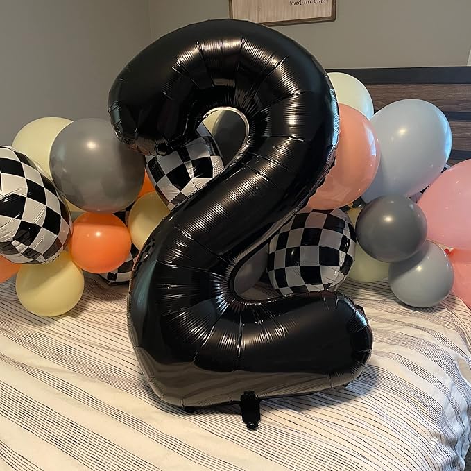 Black Foil Balloon Number 2, 40'' Giant Self Inflating Number