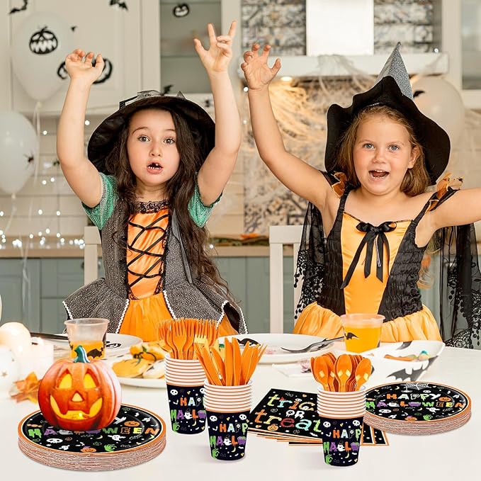 175 Pcs Halloween Tableware Party Supplies Set Serves 25 Spooky