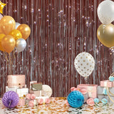 2PCS Coffee Foil Fringe Backdrop Curtains, Brown Tinsel Streamers