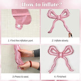 Pink Bow Happy Birthday Balloons Banner, 22 Inch Pearl Pink Bow Foil
