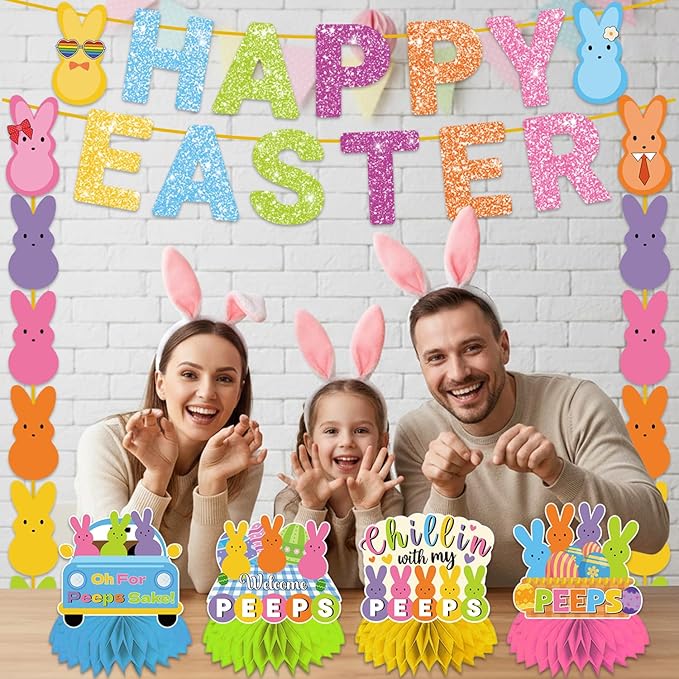 57pcs Easter Party Decorations Banner Set Include Happy Easter