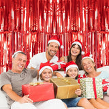 2 Pack Red Metallic Tinsel Foil Fringe Curtain, 3.2Ft x 8.2Ft Tinsel