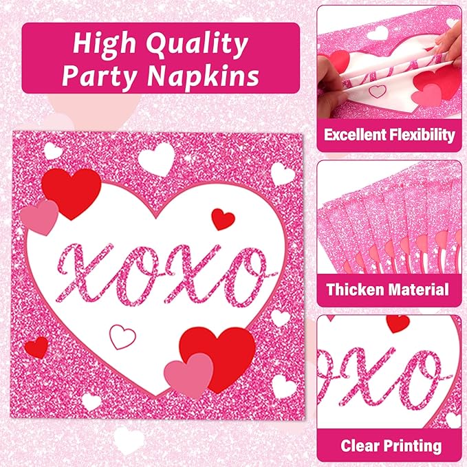 25 Guests Galentine's Day Party Supplies Galentine's Day Pink XOXO