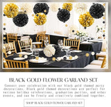 Black Gold Party Decorations 15 PCS Tissue Paper Pom Poms Kit for