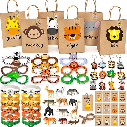 12 Sets Jungle Safari Party Favors Wild Animals Birthday Supplies