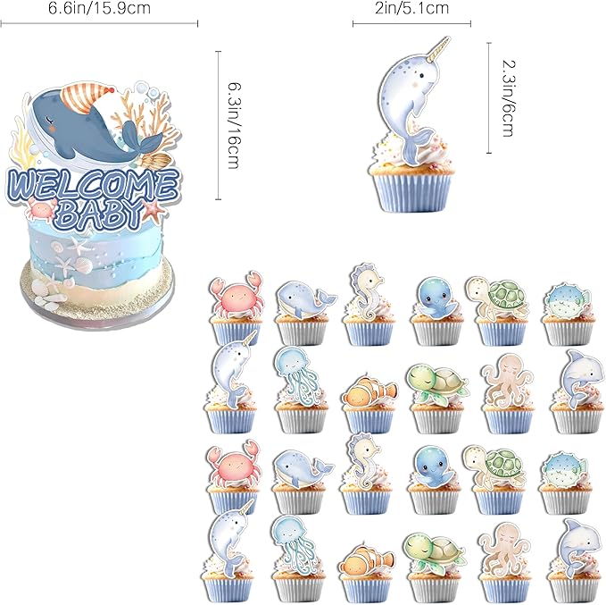 43Pcs Sea You Soon Baby Shower Decorations Under the Sea Baby Shower