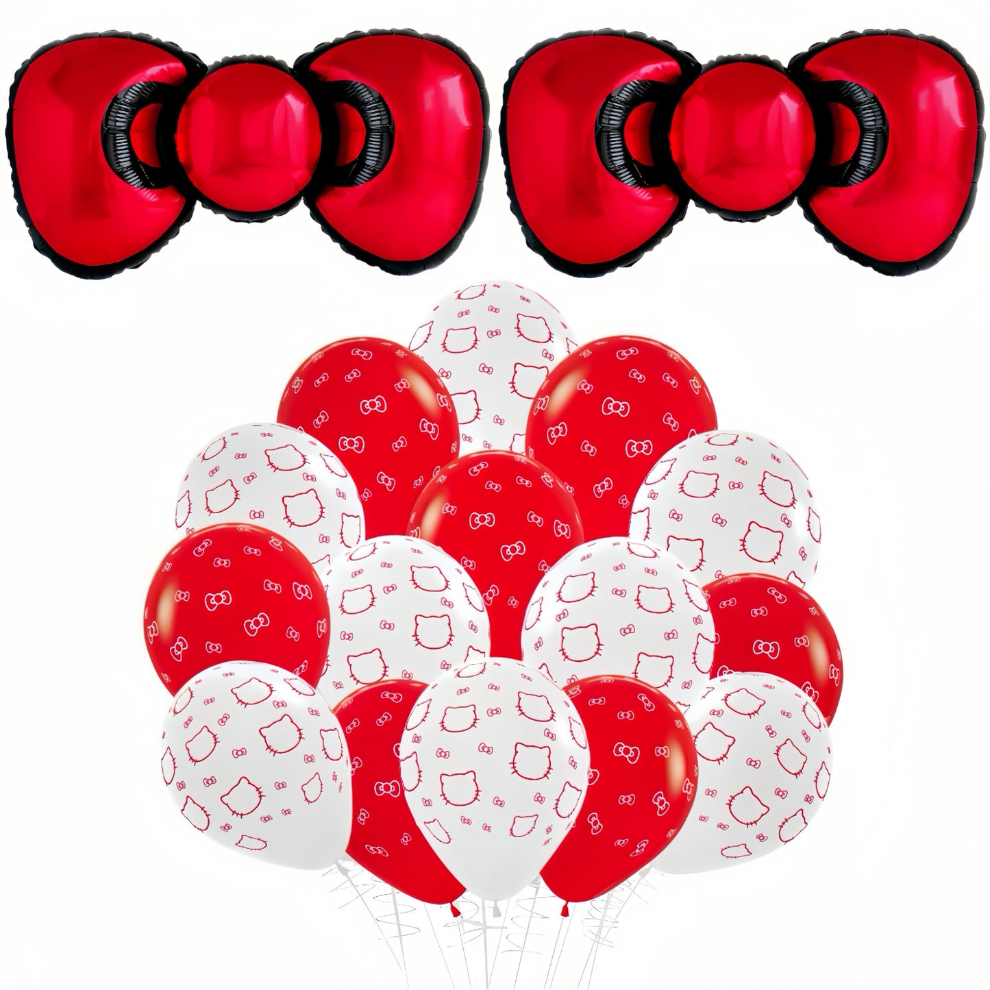 22 PCS Cat Kitty Balloons/Bow Balloons for Girls Kitty Theme