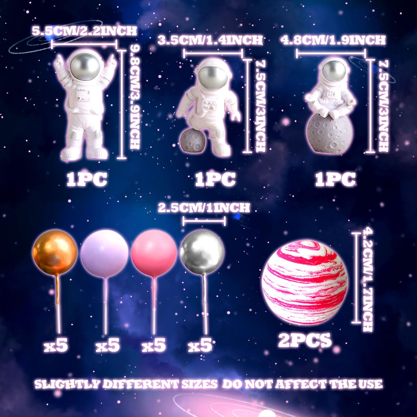 Pink Space Cake Toppers Outer Space Astronaut Rocket Stars