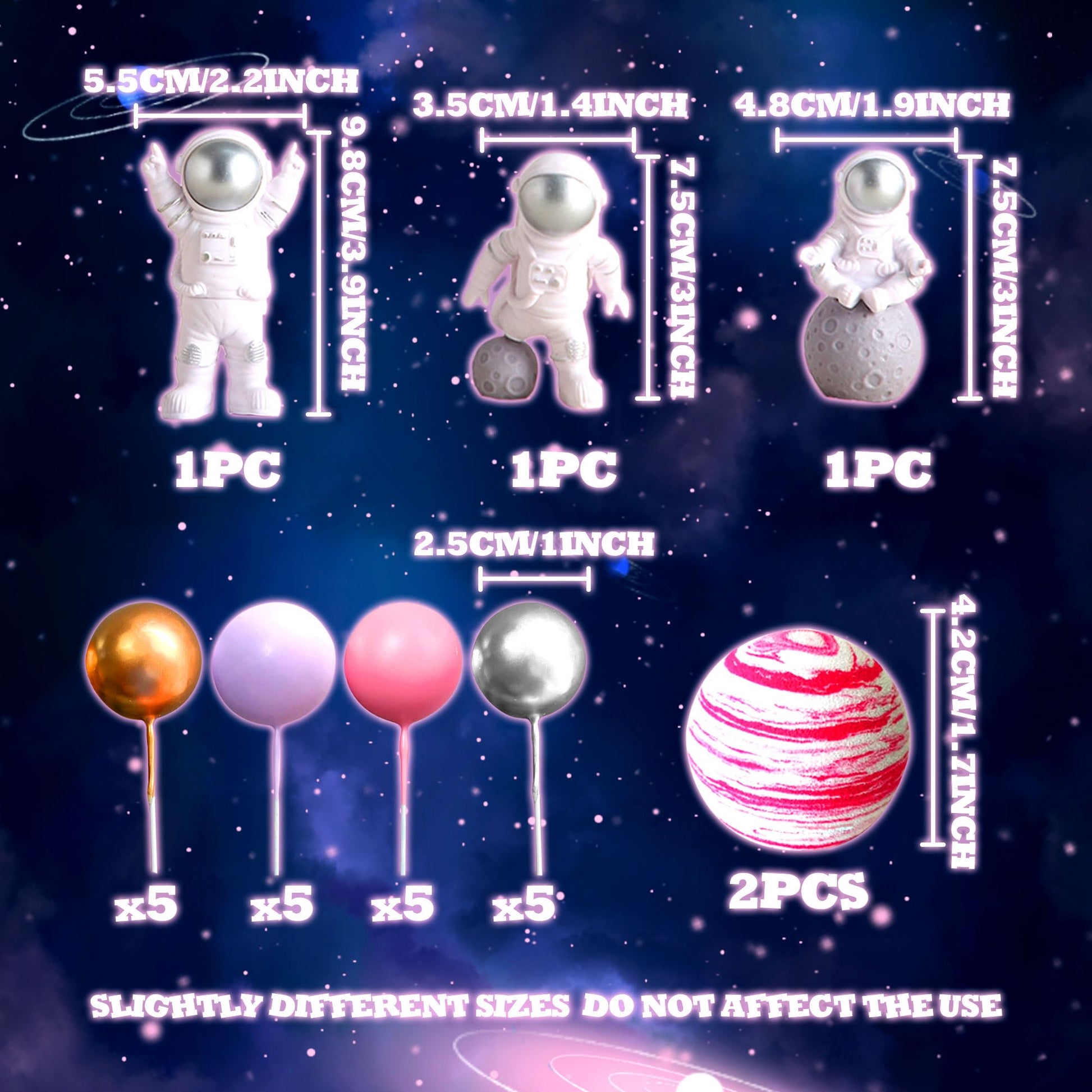 Pink Space Cake Toppers Outer Space Astronaut Rocket Stars