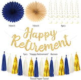 Roetyce Retirement Party Decorations Women Men, Blue Gold Happy