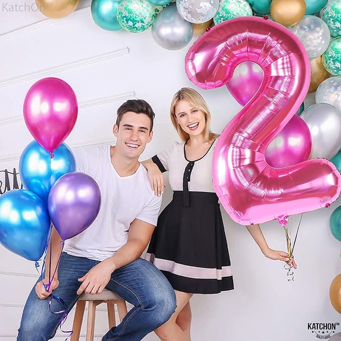 KatchOn, Hot Pink Number 2 Balloon - 40 Inch | 2 Balloon Number, Two