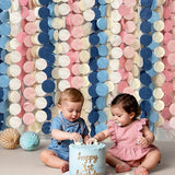 205 Ft Dusty Rose Pink Blue Khaki Beige Circle Dot Backdrop Garland