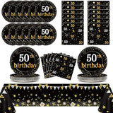 50th Birthday Party Supplies Serves 24 Black and Gold 50 Years Old